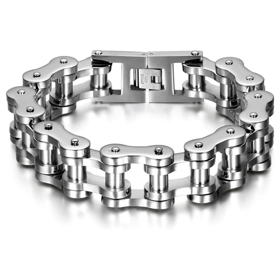 Stainless Steel Motorcycle Chain Bracelet with LED RIDER