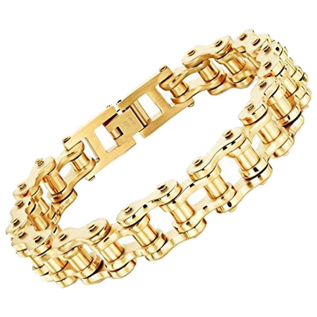 Stainless Steel Motorcycle Chain Bracelet with LED RIDER